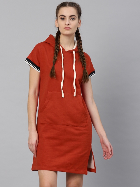 

HRX by Hrithik Roshan Women Red Solid Hooded Longline Sweatshirt
