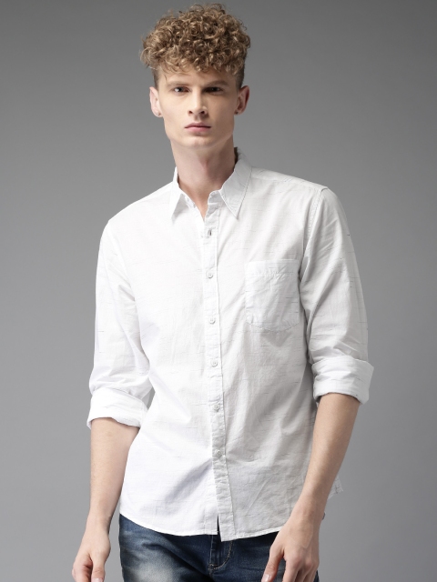 

Moda Rapido Men White Regular Fit Self Design Casual Shirt