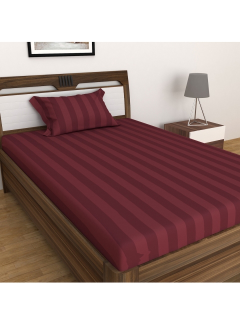 

Home Centre Red Striped Single Bedsheet with 2 Pillow Covers