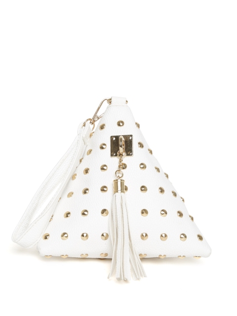 

Lino Perros White Studded Triangular Clutch