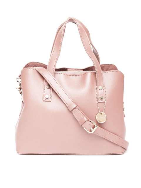 

Lino Perros Pink Solid Handheld Bag with Sling Strap