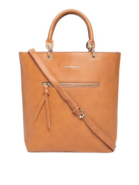 

Lino Perros Tan Brown Solid Handheld Bag with Sling Strap