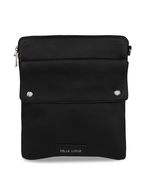 

PELLE LUXUR Black Leather Structured Sling Bag
