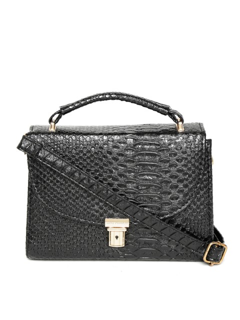 

Lino Perros Black Croc-Textured Satchel