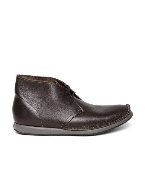 

Clarks Men Dark Brown Leather Flat Boots