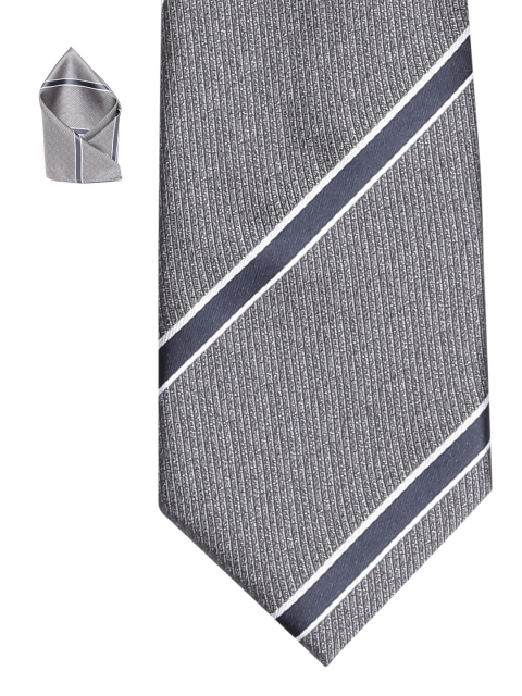 

Lino Perros Men Grey Striped Accessory Gift Set