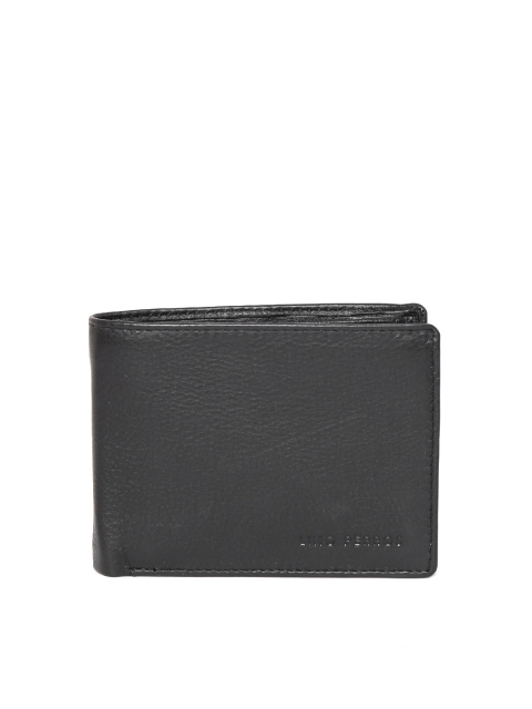 

Lino Perros Men Black Leather Two Fold Wallet