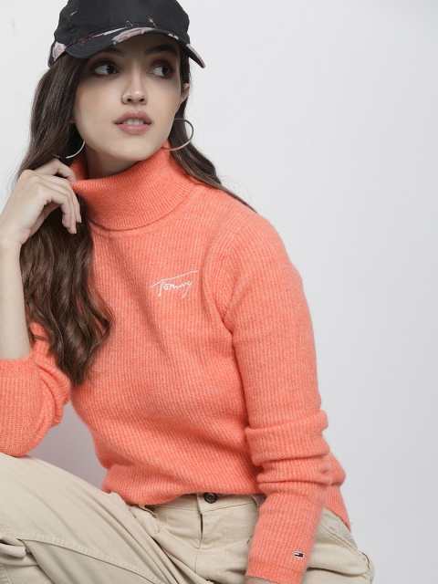 

Tommy Hilfiger Women Peach-Coloured Ribbed Pullover
