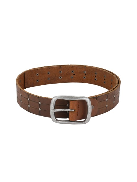 

PUNK Men Brown Studded Leather Belt