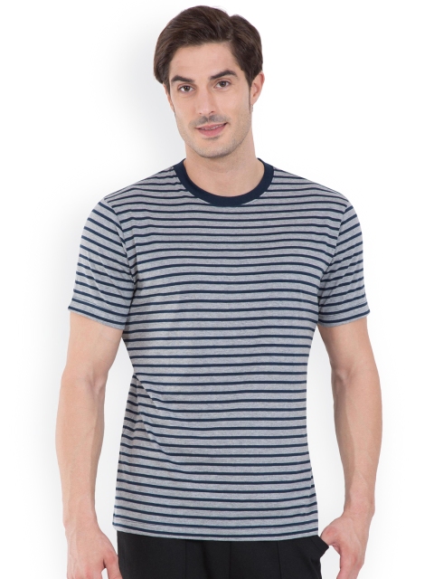 

Jockey Men Grey Striped Round Neck T-shirt