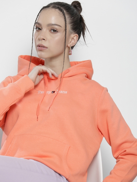 

Tommy Hilfiger Women Peach-Coloured Hooded Sweatshirt
