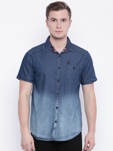 

SF JEANS by Pantaloons Men Blue Dyed Casual Denim Shirt