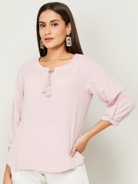

Melange by Lifestyle Women Pink Solid Viscose Rayon Tunic