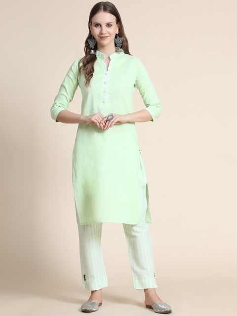 

KALINI Women Lime Green Floral Kurta with Trousers