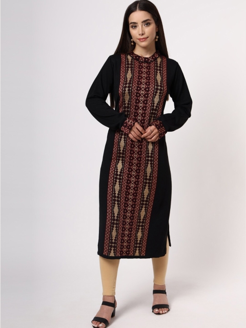 

KEIKO Women Black & Maroon Ethnic Motifs Kurta