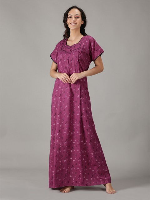

NIGHTSPREE Purple Printed Feeding Maxi Nightdress