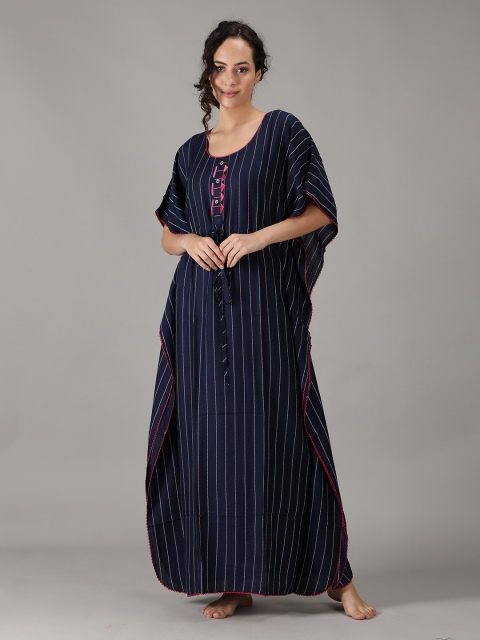 

NIGHTSPREE Blue Striped Maxi Nightdress