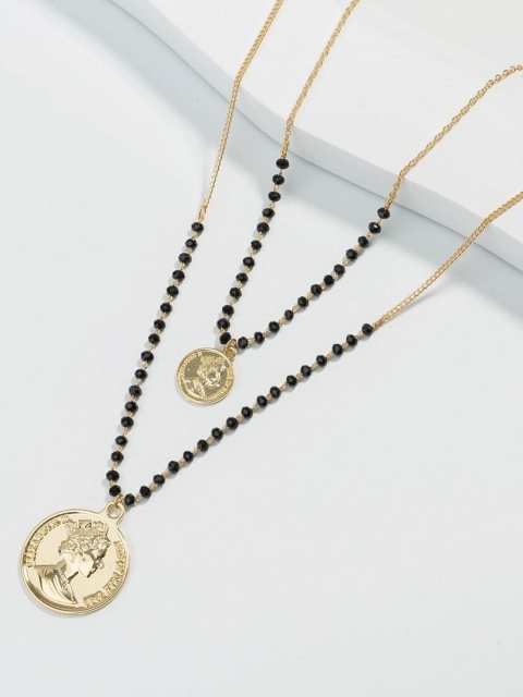 

FemNmas Gold-Toned & Black Gold-Plated Necklace