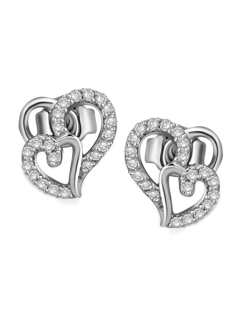 

Peora Sterling Silver Rhodium-Plated Heart Shaped Studs