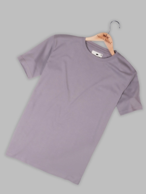 

FRENCH CROWN Men Grey Solid Cotton T-shirt