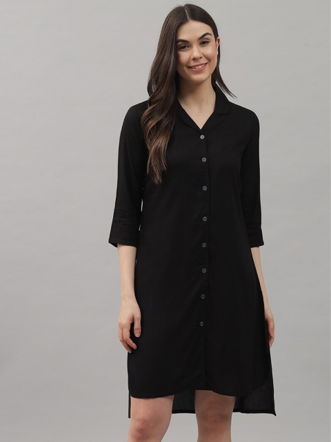 

Shararat Women Black High-Low Hem Nightdress