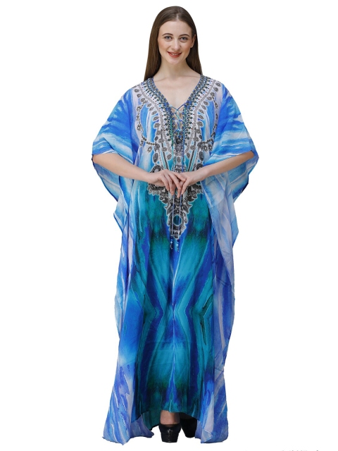 

Rajoria Instyle Multicoloured Animal Georgette Ethnic Kaftan Maxi Dress, Multi