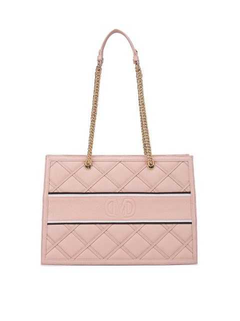 

Da Milano Pink Textured Leather Structured Shoulder Bag with Quilted