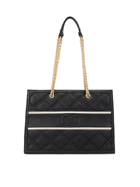 

Da Milano Black Textured Leather Structured Shoulder Bag