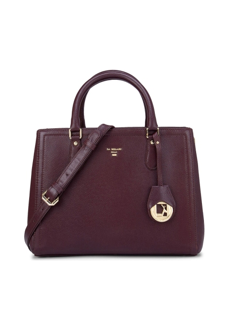 

Da Milano Burgundy Leather Structured Handheld Bag with Applique