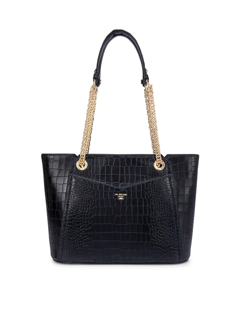 

Da Milano Black Animal Textured Leather Structured Shoulder Bag