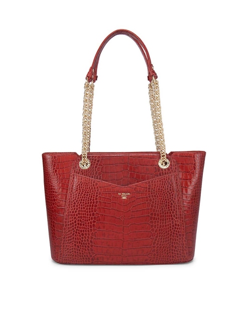 

Da Milano Red Animal Textured Leather Structured Shoulder Bag