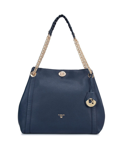 

Da Milano Blue Leather Structured Shoulder Bag