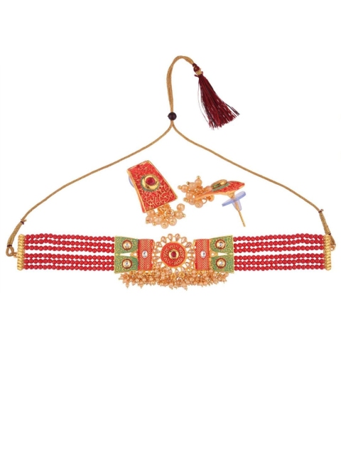 

Efulgenz Red & Gold Plated Beaded Jewellery Set