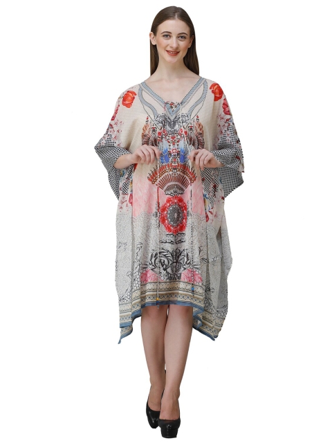 

Rajoria Instyle Multicoloured & alloy Floral Georgette Ethnic Kaftan Dress, Multi