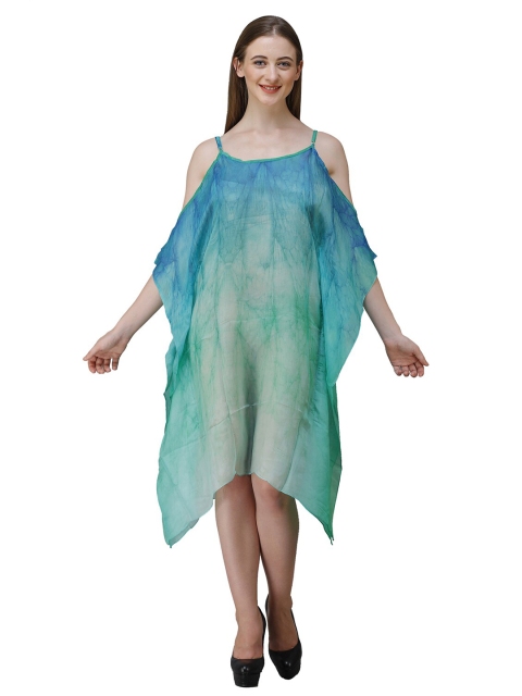 

Rajoria Instyle Women Blue & Cream-Coloured Tie and Dye Georgette Kaftan Dress