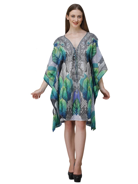 

Rajoria Instyle Multicoloured & legion blue Georgette Ethnic Kaftan Dress, Multi