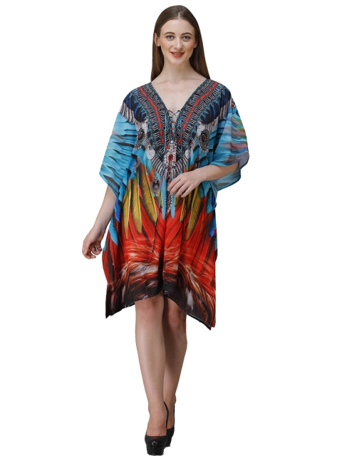 

Rajoria Instyle Multicoloured Georgette Ethnic Kaftan Dress, Multi