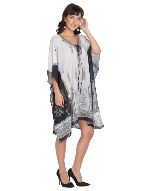 

Rajoria Instyle Multicoloured Floral Georgette Ethnic Kaftan Dress, Multi
