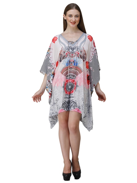 

Rajoria Instyle White & Black Floral Georgette Ethnic Kaftan Dress