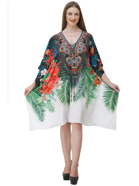 

Rajoria Instyle Multicoloured & christmas silver Floral Georgette Ethnic Kaftan Dress, Multi