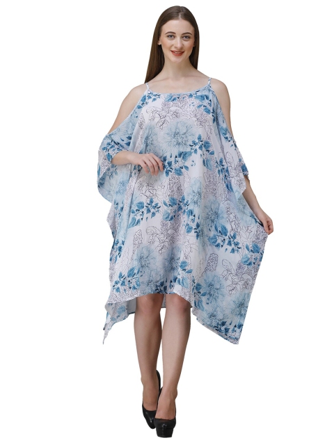 

Rajoria Instyle Multicoloured & dream blue Floral Georgette Ethnic Kaftan Dress, Multi