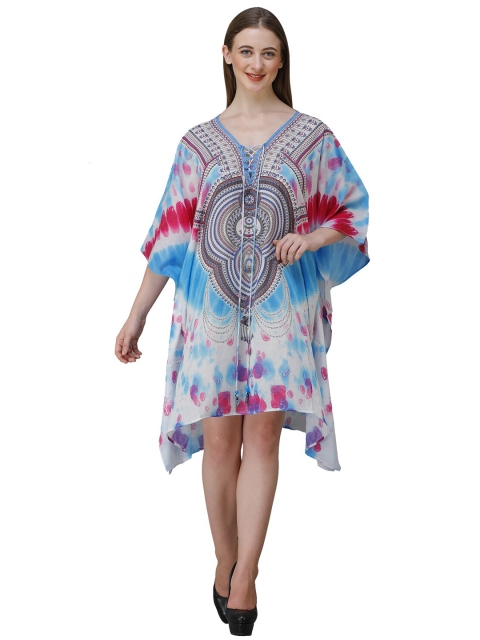 

Rajoria Instyle Blue & White Georgette Ethnic Kaftan Dress