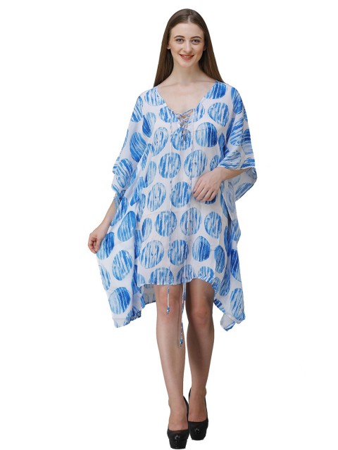 

Rajoria Instyle Blue & White Ethnic Motifs Georgette Kaftan Dress