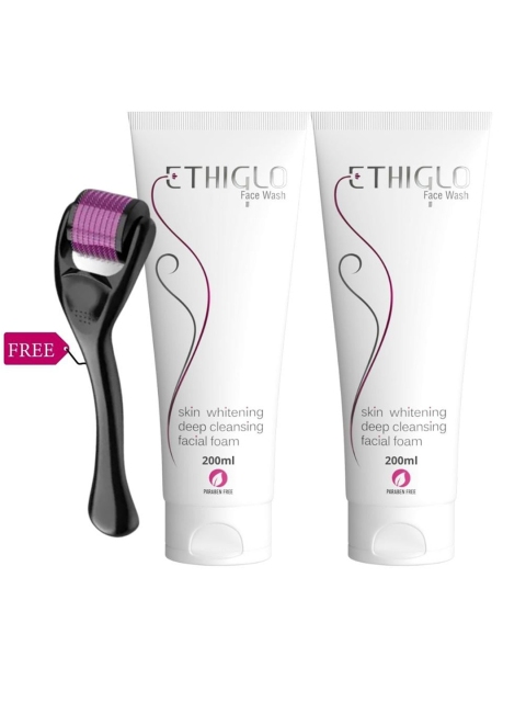 

ETHIGLO Skin Whitening and Deep Cleansing Face Wash with Free Derma Roller - 200 ml, Na