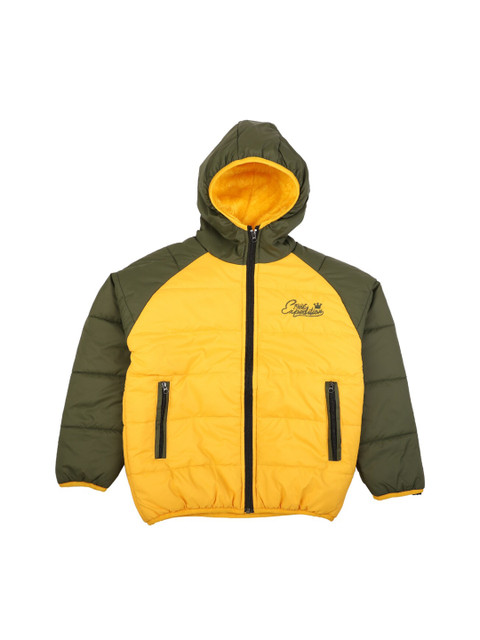 

V-Mart Boys Yellow Olive Green Colourblocked Lightweight Padded Jacket