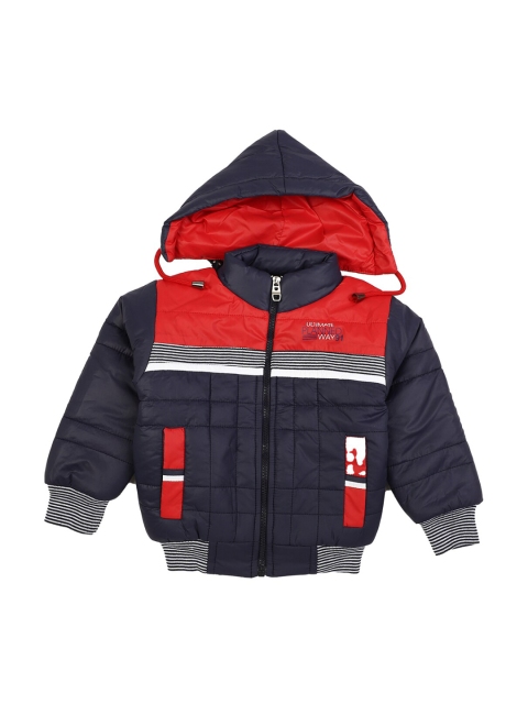 

V-Mart Boys Navy Blue Colourblocked Lightweight Bomber Jacket