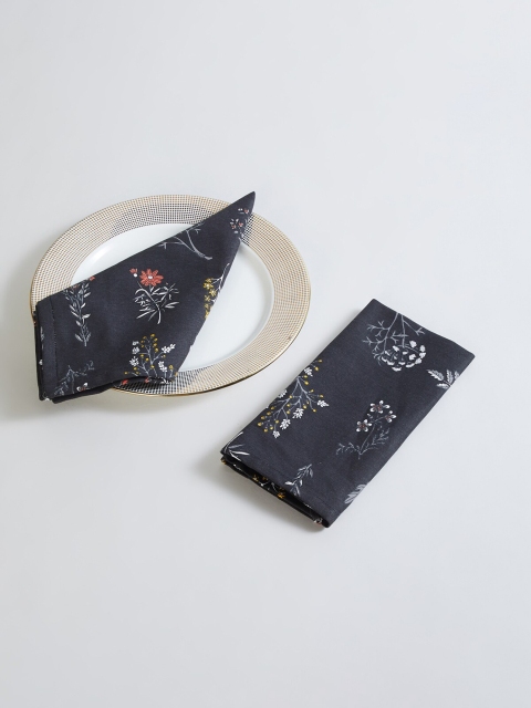 

Home Centre Set Of 2 Navy Blue Mandarin-Modern Retreat Printed Cotton Table Napkins