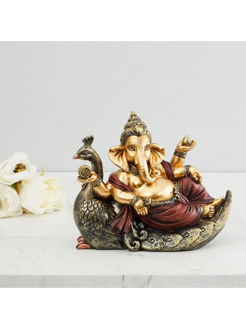 

Home Centre Gold Toned & Red Ganesha Figurine Showpiece