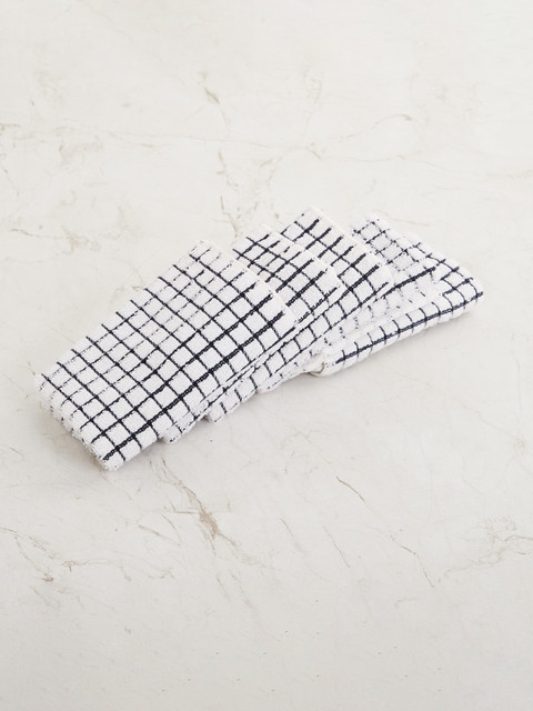 

Home Centre Set Of 5 White & Blue Fiesta Checked Cotton Dish Cloth