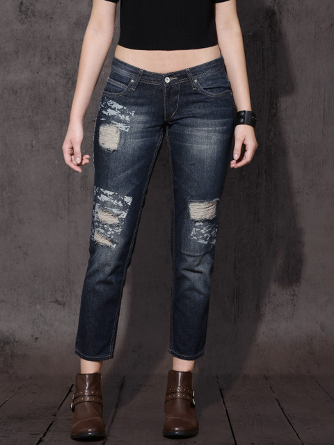 

Roadster Women Blue Boyfriend Fit Mid-Rise Mildly Distressed Jeans
